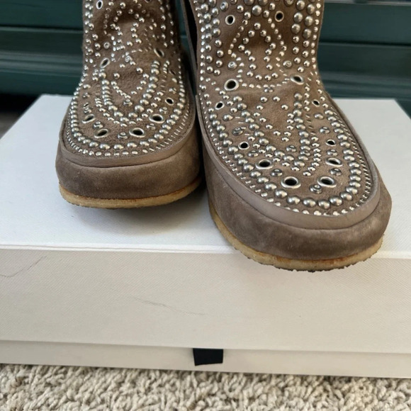 Isabel Marant Morley Taupe Suede Studded Moccasins Ankle Boots 38 / 8 - Picture 8 of 13